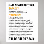 Poster Apprenez l'espagnol Ce sera amusant Ils disent drô (Devant)