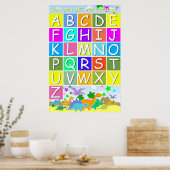 Poster Apprenez vos ABC avec les dinosaures lisant des le (Cuisine)
