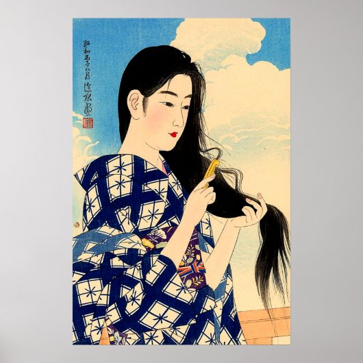 Poster Après Laver Ses Cheveux À Shinsui 1936 (Devant)