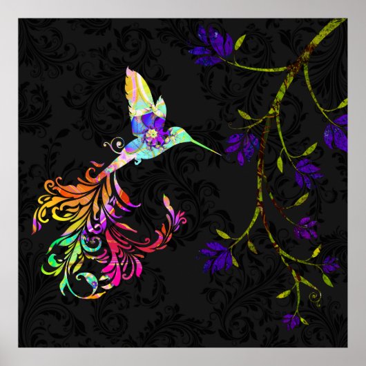 Poster Après-midi psychédélique, empreinte de colibri (Devant)