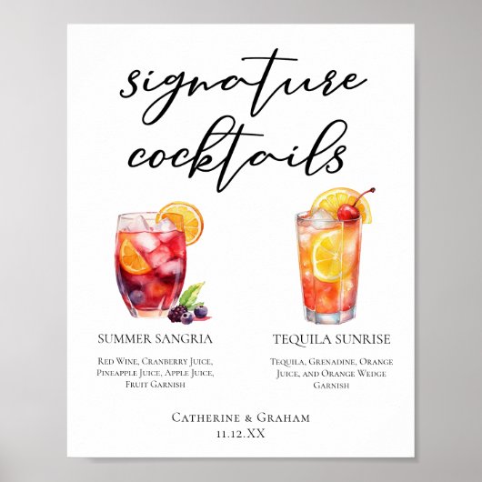 Poster Après-midi Signature Mariage Cocktails Menu (Devant)