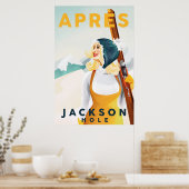 Poster "Apres Ski Jackson Hole" Cool Retro Skiing Art (Cuisine)