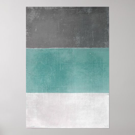 Poster 'April' Turquoise et gris Art Abstrait (Devant)