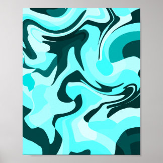 Poster Aqua Abstrait et design Turquoise