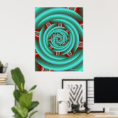 Poster Aqua avec la spirale des pinces rouges (Bureau à domicile)