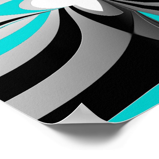 Poster Aqua Black Grey Abstrait (Coin)