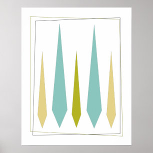 Poster Aqua Blue Avocado vert jaune Funky Diamonds