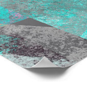 Poster Aqua Blue Turquoise et gris moderne dévêtu (Coin)