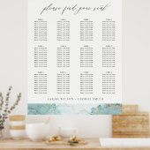 POSTER AQUA DUSKY BLUE GOLD AGATE MARIAGE SEAAT CHART (Cuisine)