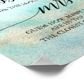 Poster Aqua et Or Devinez Combien de Bisous sur la Plage (Coin)