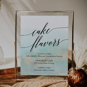 Poster Aqua Gold Aquarelle Plage Mariage Saveurs de gâtea