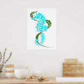 Poster Aqua marin bleu, vert et algues (Cuisine)