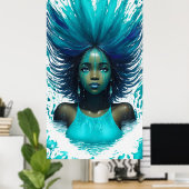 Poster Aqua Marine Eau Turquoise Imaginaire Fille Africai (Bureau à domicile)