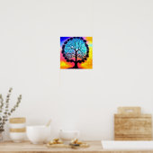 Poster Aqua Pink Tree of Life (Cuisine)