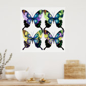 Poster Aqua Pink Yellow - Papillons Élégants (Cuisine)