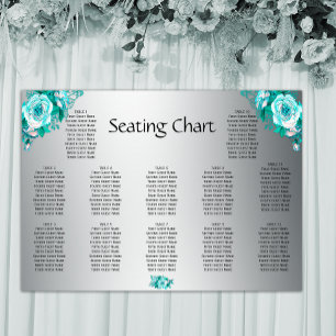 Poster Aqua Roses et Argent Réception de mariage Siège