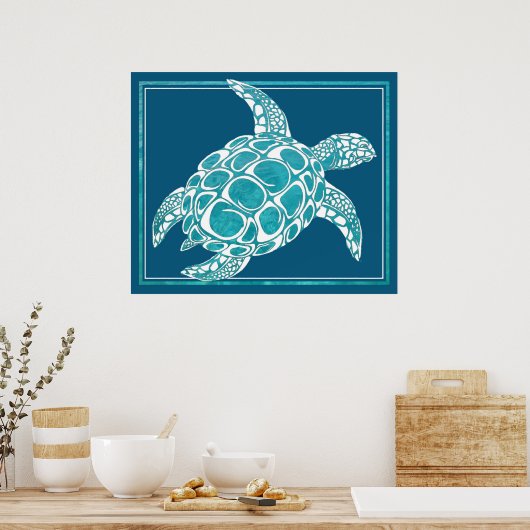 Poster Aqua Sea Turtle (Cuisine)