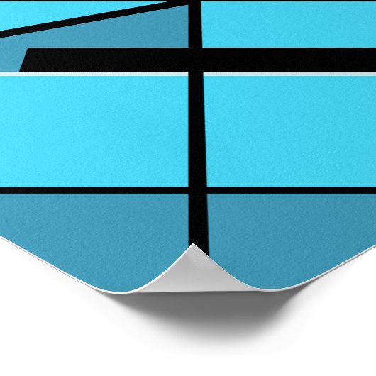 Poster Aqua Turquoise Gris avec conception diagonale noir (Coin)