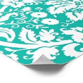 Poster Aqua turquoise Teal damask (Coin)