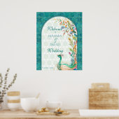 Poster Aqua vert turquoise Arabe vert paon bienvenue (Cuisine)