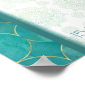 Poster Aqua vert turquoise Arabe vert paon bienvenue (Coin)