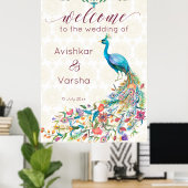 Poster Aqua vert turquoise Arabe vert paon bienvenue (Bureau à domicile)