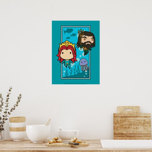 Poster Aquaman | Chibi Mera & Aquaman Graphisme sous-mari (Cuisine)
