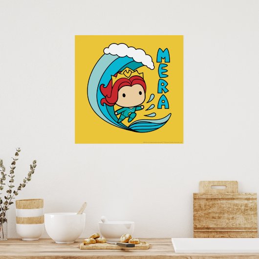Poster Aquaman | Chibi Mera Riding Vague Graphique (Cuisine)