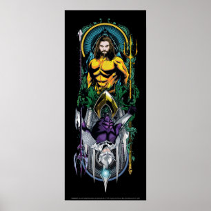 Poster Aquaman   Panneau Art Nouveau réversible Orin & Or