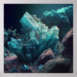 Poster Aquamarine Ore Macro - Serene Pegmatite Pri