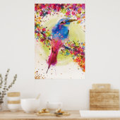 Poster Aquarelle à fleurs d'ornithologie dorée (Cuisine)