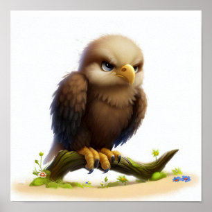 Poster Aquarelle à rendu 3D Image d'un aigle à tête blanc