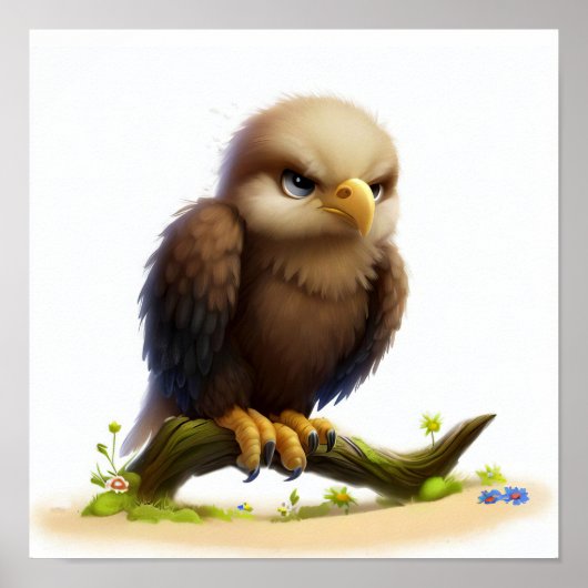 Poster Aquarelle à rendu 3D Image d'un aigle à tête blanc (Devant)