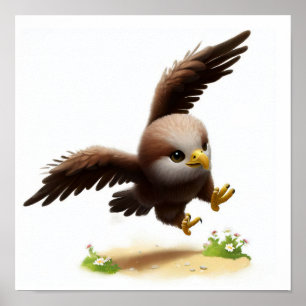 Poster Aquarelle à rendu 3D Image d'un aigle à tête blanc