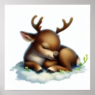 Poster Aquarelle à rendu 3D Image d'un caribou