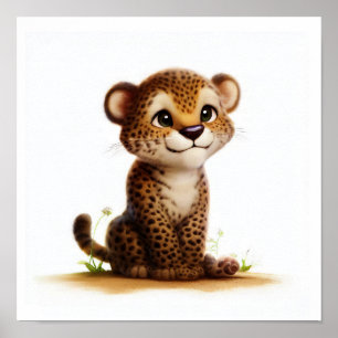 Poster Aquarelle à rendu 3D Image d'une guépard