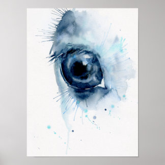 Poster Aquarelle Abstraite Cheval Oeil
