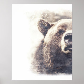 Poster Aquarelle Abstraite de l'ours