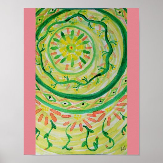 Poster aquarelle Abstraite de mandala florale (Devant)