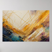 Poster Aquarelle Abstraite Géométrique Or (Devant)