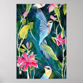 Poster Aquarelle Abstraite Hummingbird Wall Art (Devant)
