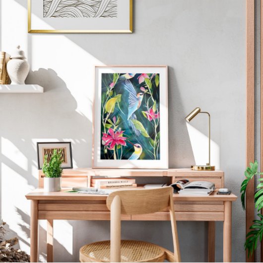 Poster Aquarelle Abstraite Hummingbird Wall Art