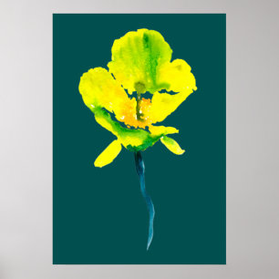 Poster Aquarelle abstraite jaune lâche floral