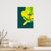 Poster Aquarelle abstraite jaune lâche floral (Cuisine)