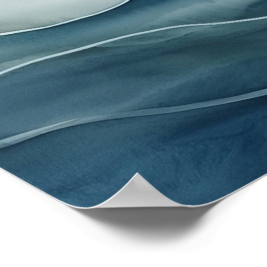 Poster Aquarelle abstraite, Mer, Vagues, Lignes (Coin)