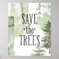 Aquarelle Abstraite moderne Sauvez Les Arbres