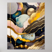 Poster Aquarelle Abstraite peinture biologique Or 4:5 (Devant)