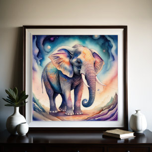 Poster Aquarelle Abstraite Peinture de l'éléphant 1:1