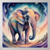 Poster Aquarelle Abstraite Peinture de l'éléphant 1:1 (Devant)