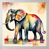 Poster Aquarelle Abstraite Peinture de l'éléphant 1:1 (Devant)